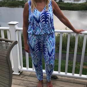 Lilly Pulitzer XL Paulina Jumpsuit Blue - Like New